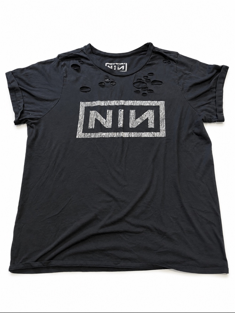 Nine Inch Nails Distressed Band Tee Unisex Size 3 Black Grunge Graphic T Shirt